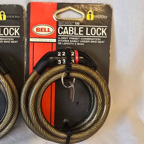 Bell Sports Watchdog 5 Ft. x 8mm 4-Digit Preset Combination Bicycle Lock 2 Pack - Picture 4 of 6